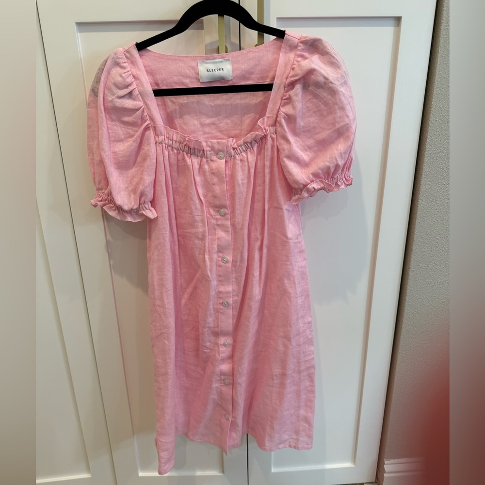 Sleeper Pink Puff Sleeve Dress